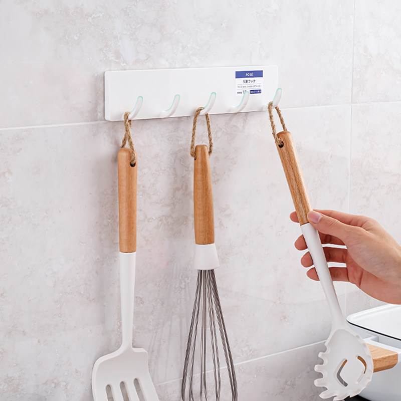 Japan ASVEL PERFORATED KITCHEN HOOK WALL HANGER WALL HANGING POLE SHELF COOKWARE RACK SPOON SCOOP SHOVEL HOLDER-Taobao