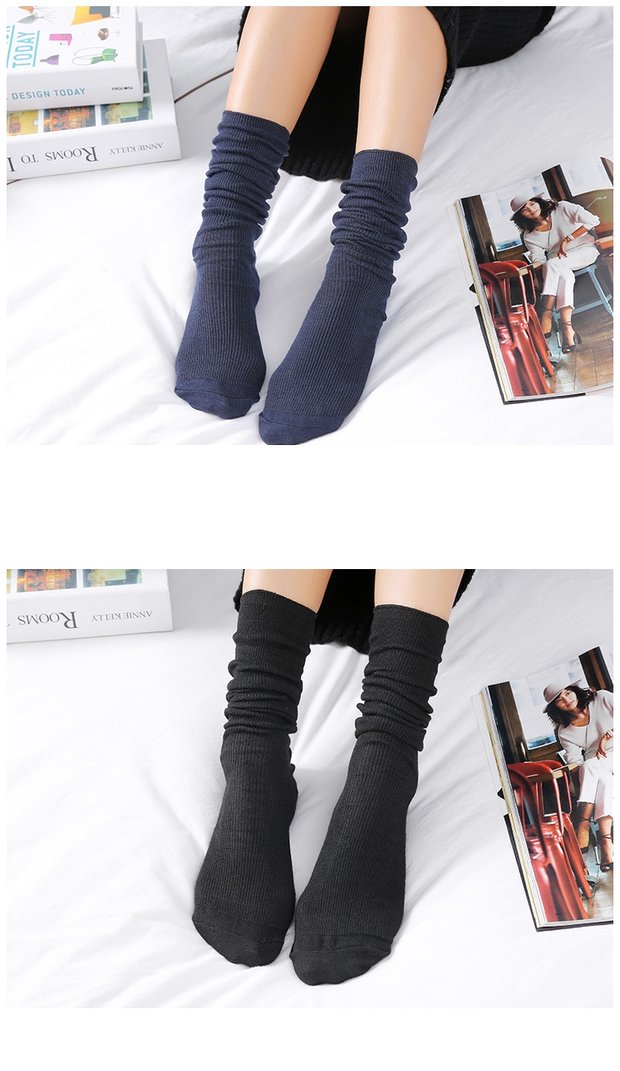 Đống vớ nữ hoang dã Nhật Bản mùa thu và mùa đông cotton mỏng Phần phụ nữ vớ màu rắn retro ống vớ ngắn vớ dài ống vớ vớ chống trượt