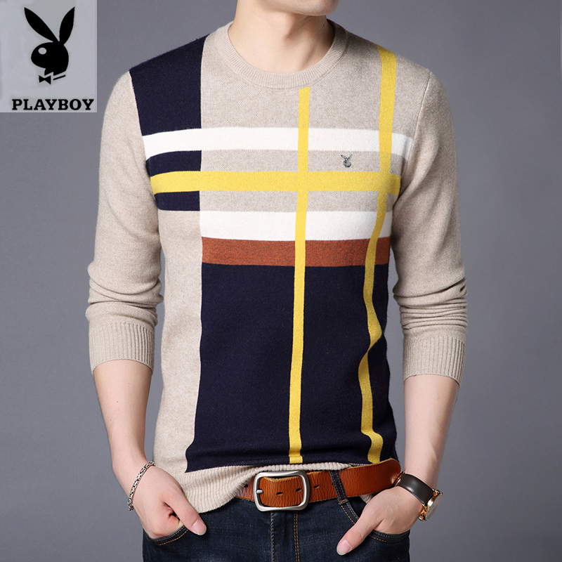 Playboy áo len dài tay thanh niên nam cổ tròn áo len mùa đông nam áo len trung niên ấm áp áo len áo gile len cho nam