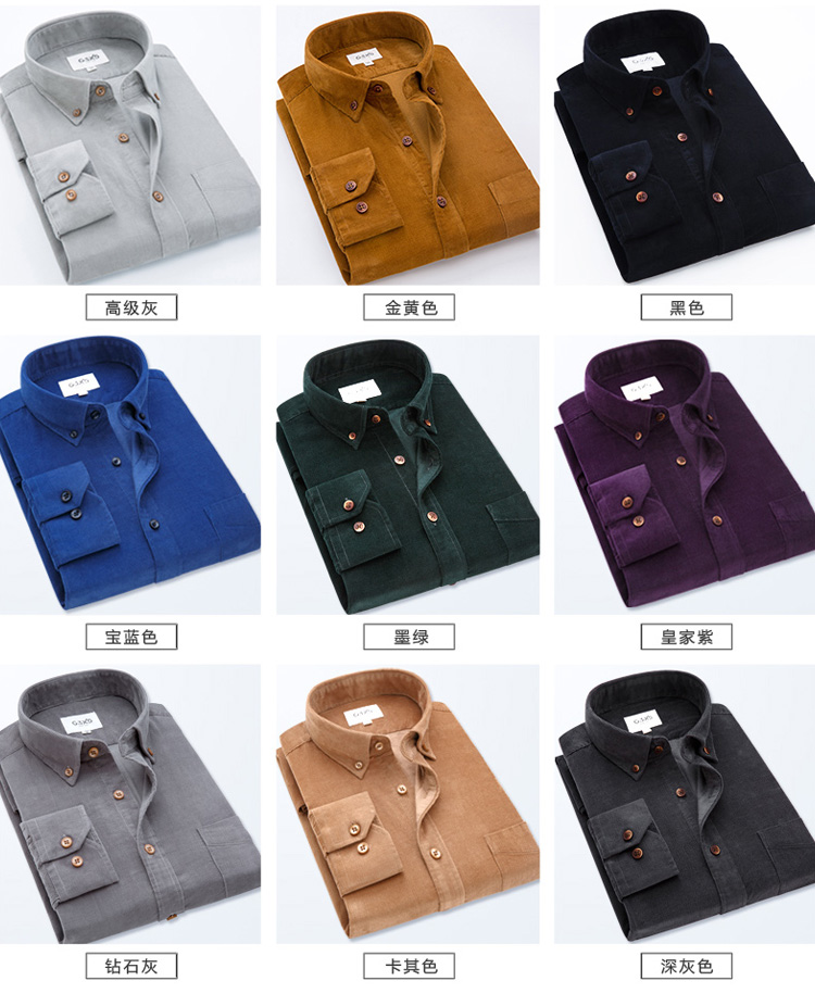 Áo sơ mi nam mùa xuân và mùa thu G3X5 áo dài tay bằng vải nhung cho người trung niên cashmere với áo sơ mi cotton cỏ shop áo sơ mi nam