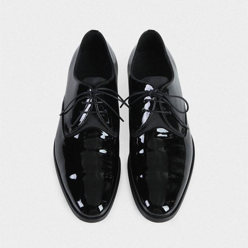Borrowed Project 005 Pointed Toe Glossy Pleated Chelsea Goodyear Western Yuppie Oxford Leather Shoes