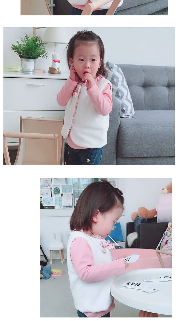 Law D * 2-10 tuổi ~ Áo len không tay mùa thu đông cho bé gái Áo hai dây hoa và cashmere quần áo gile trẻ em