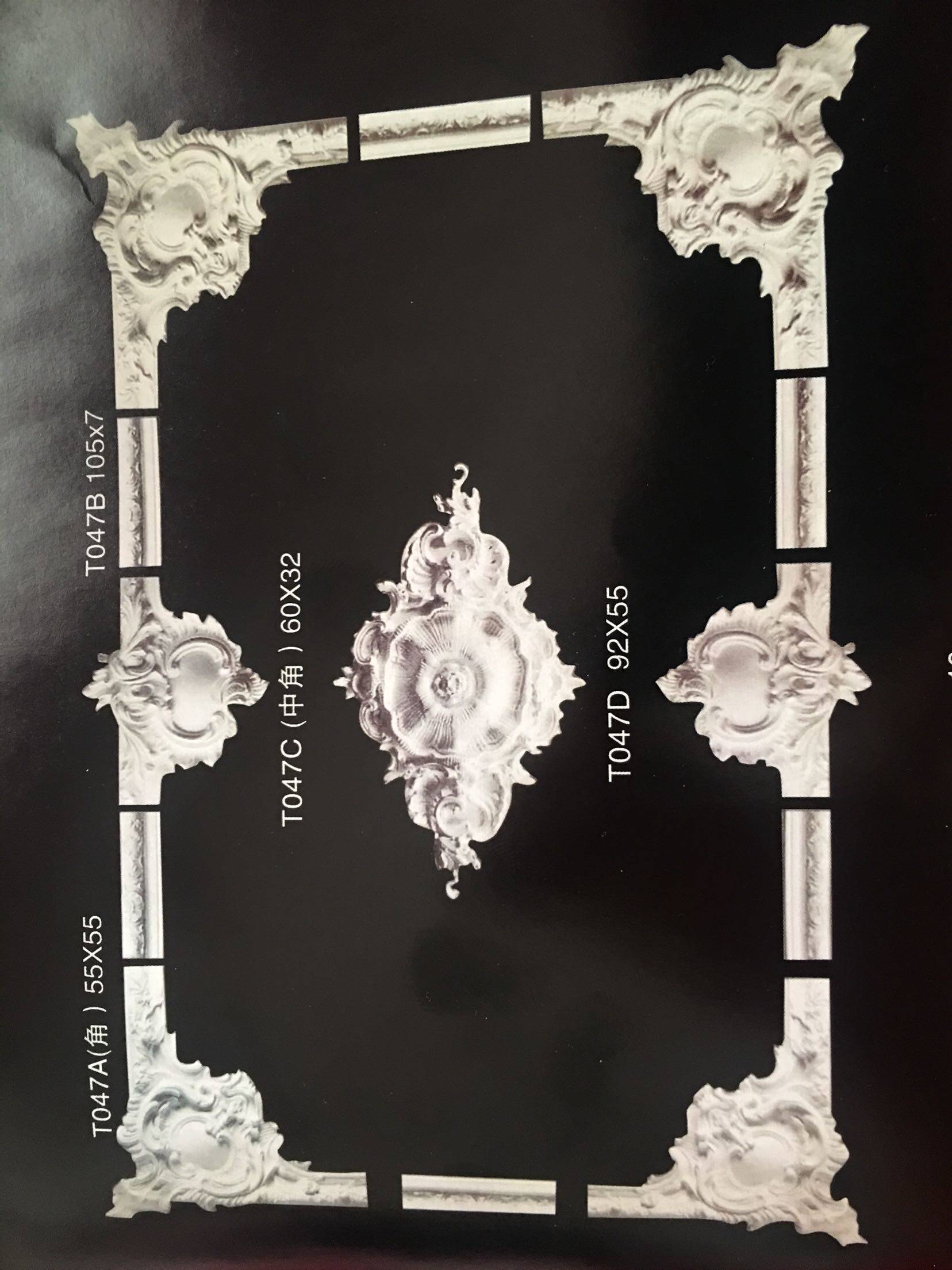 European suspension ceiling plaster corner shape corner lamp pool background wall plaster line shape flower customization