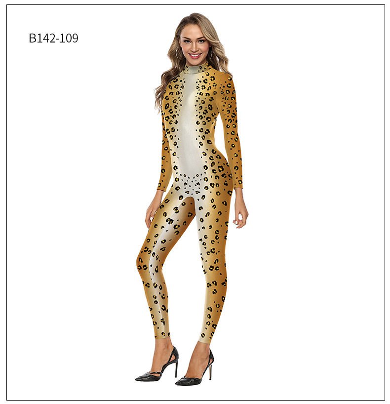 Боди/брюки women's snake print skinny casual jumpsuit女装紧身休闲连体裤