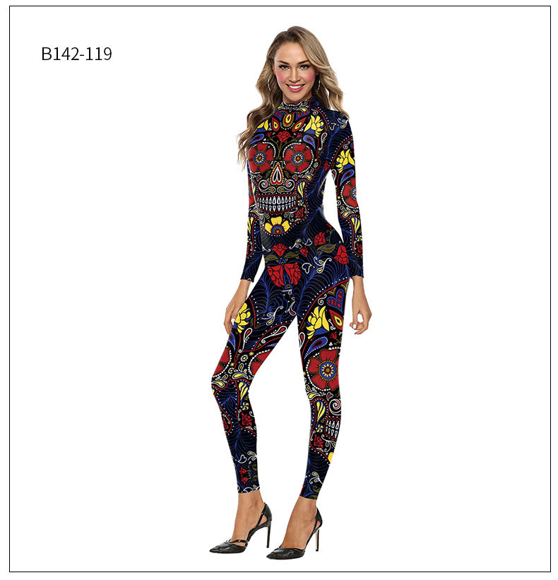 Боди/брюки women's snake print skinny casual jumpsuit女装紧身休闲连体裤