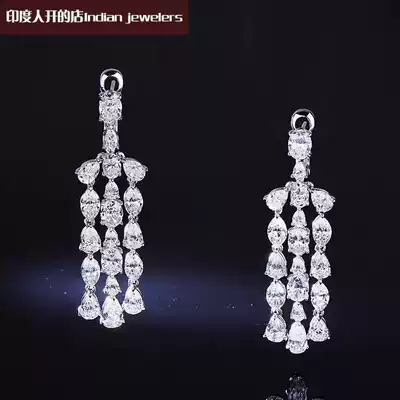 Luxury diamond earrings drop-shaped oval diamonds total weight 11 37 karat high-quality diamonds pavé
