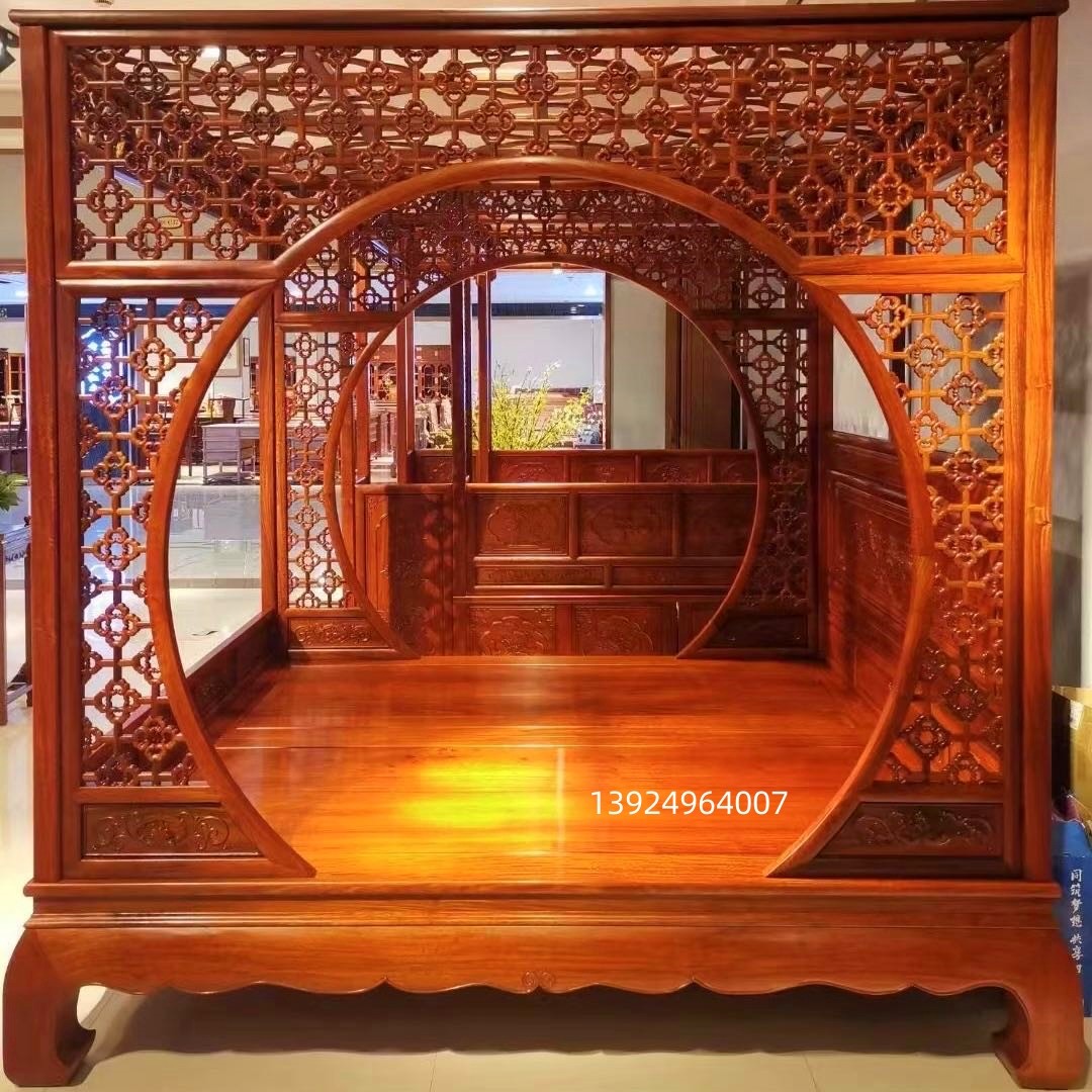 Myanmar flower pears wood moon cave bed Minqing Classical Shelf Bed one thousand workout walking bed Pedalling Bed Imitation Antique Red Wood Old Bed-Taobao