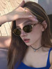2025 New Metal Oval Small Frame Sunglasses Photo Sunglasses Retro High-End Trendy Women's Sunglasses