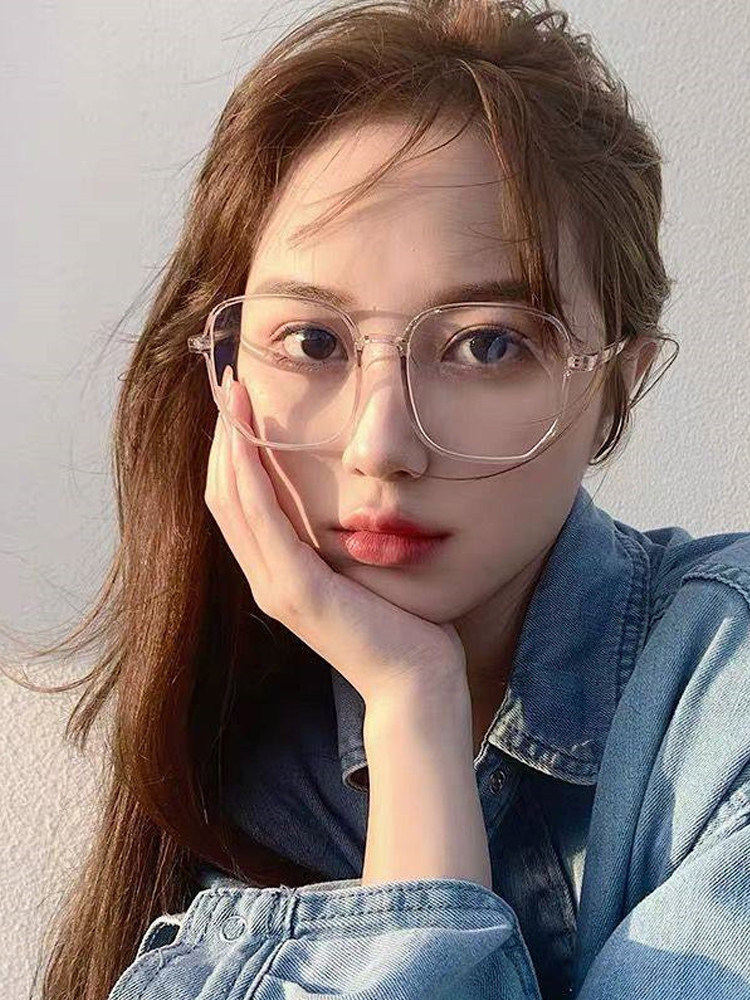 Anti-Blue Light Glasses for Women, Mobile Phone Radiation Protection Goggles, Flat Lens, Fashionable, Trendy, Natural Look, Slimming, Large Frame Glasses