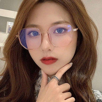 Anti-Blue Light Glasses for Women, Mobile Phone Radiation Protection Goggles, Flat Lens, Fashionable, Trendy, Natural Look, Slimming, Large Frame Glasses