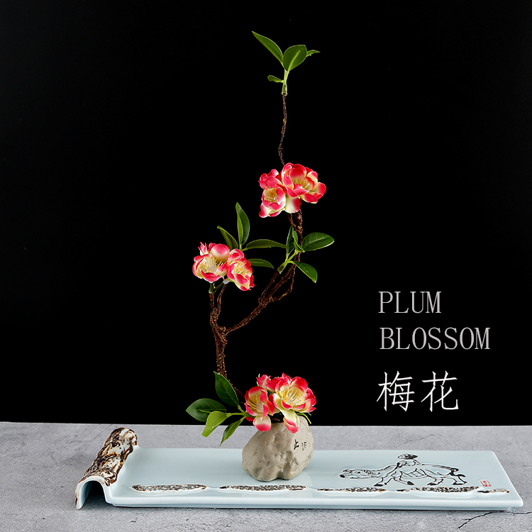 Hotel dining room plate decoration flowers and plants creative bright Japanese sashimi decoration cold dishes simulation embellishment plate flower plum blossom