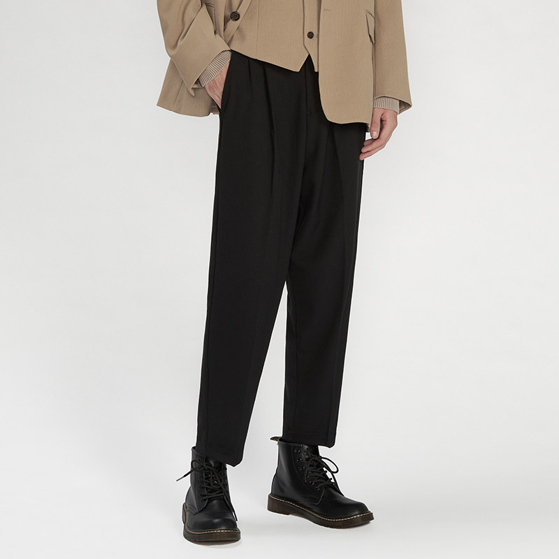Liberty Kostume Draped Trousers Men Japanese Casual Korean Edition Small Foot Slim Cropped Blazer Men