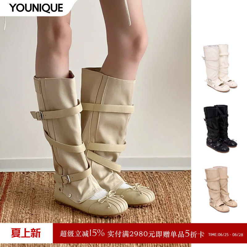 Lost in Echo New Product 26 Spring/Summer High-Grade First-Layer Cowhide Detachable Two-Way Ballet Shoes and Slouch Boots for Women