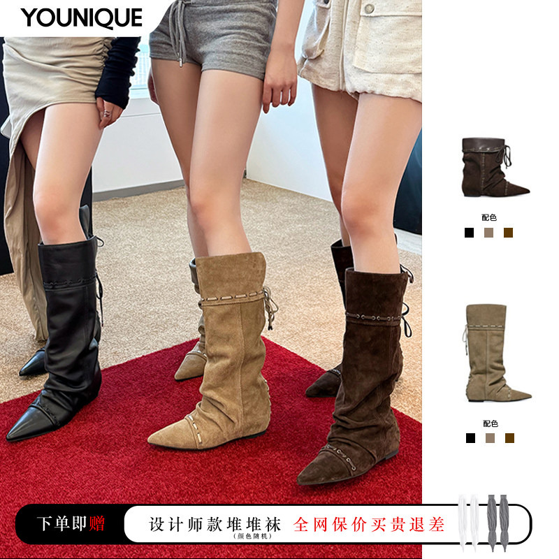 Dong Life's Same Style Unfolio New Pointed Toe Slouch Boots, High Boots, Wide Boots, Long Boots, Short Boots for Women Younique Dong Life's Same Style Unfolio New Pointed Toe Slouch Boots, High Boots, Wide Boots, Long Boots, Short Boots for Women Younique