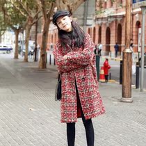 majewuyu French 2020 Winter new small man coat female long Korean version of woolen coat tide