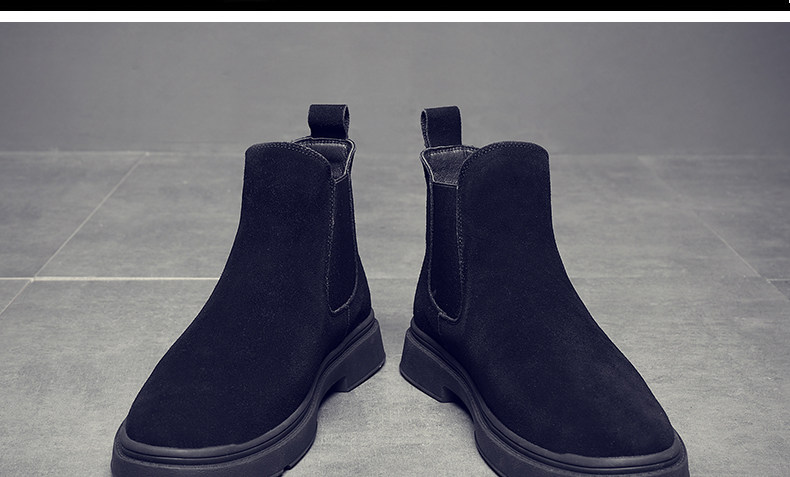 Челси сапоги 男鞋秋冬2024新款切尔西马丁靴黑武士高帮休闲一脚蹬皮鞋子男士潮 Other