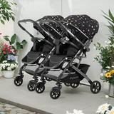 Портативная складная детская амортизирующая коляска для близнецов с сидением, можно сидеть и лежать