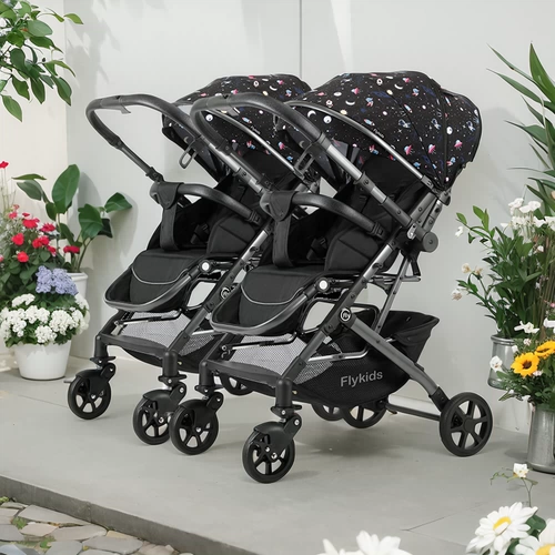 Портативная складная детская амортизирующая коляска для близнецов с сидением, можно сидеть и лежать