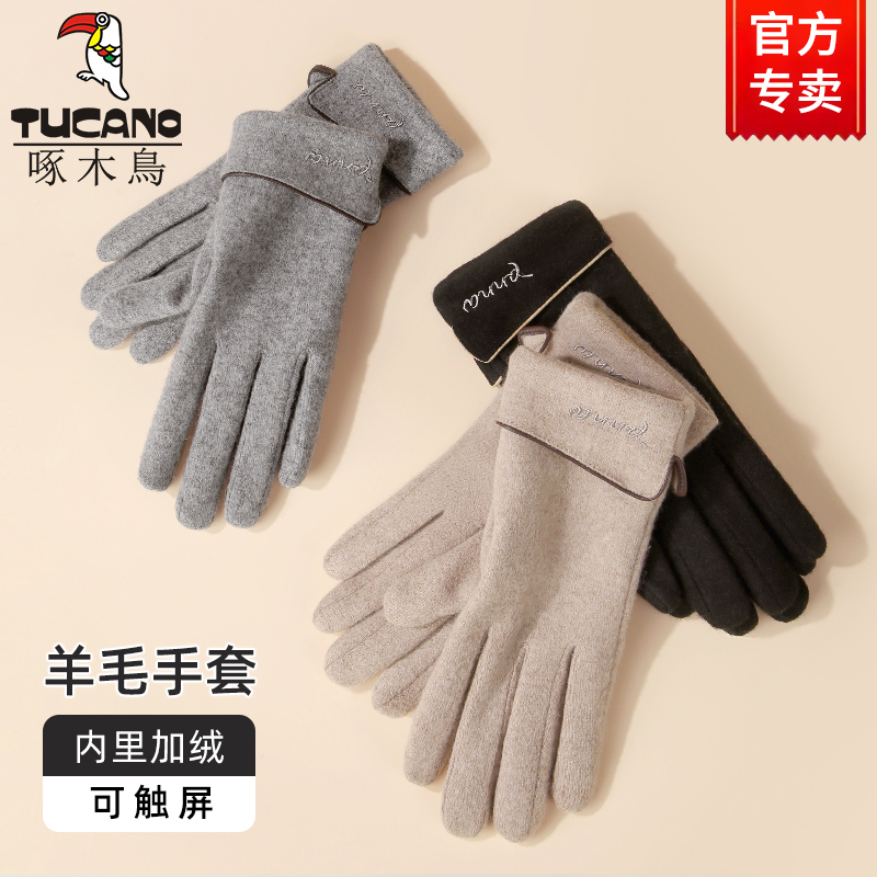 Women's Winter Gloves, Fleece-Lined and Thickened, for Cycling, Electric Vehicles, Windproof and Warm, 2026 New Model, Driving, Touchscreen, Wool Gloves