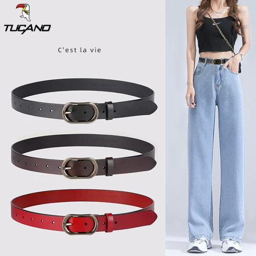 Ремень, брендовые универсальные кожаные модные джинсы, из натуральной кожи, официальный продукт