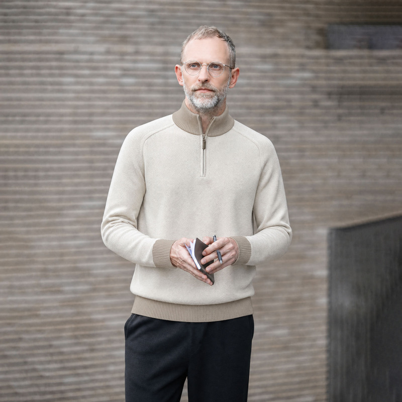 Edot Half-Zip Stand-Up Collar Wool Knitwear for Men 2026 Autum Work Clothing Old Money Style Casual Base Knitwear for Men