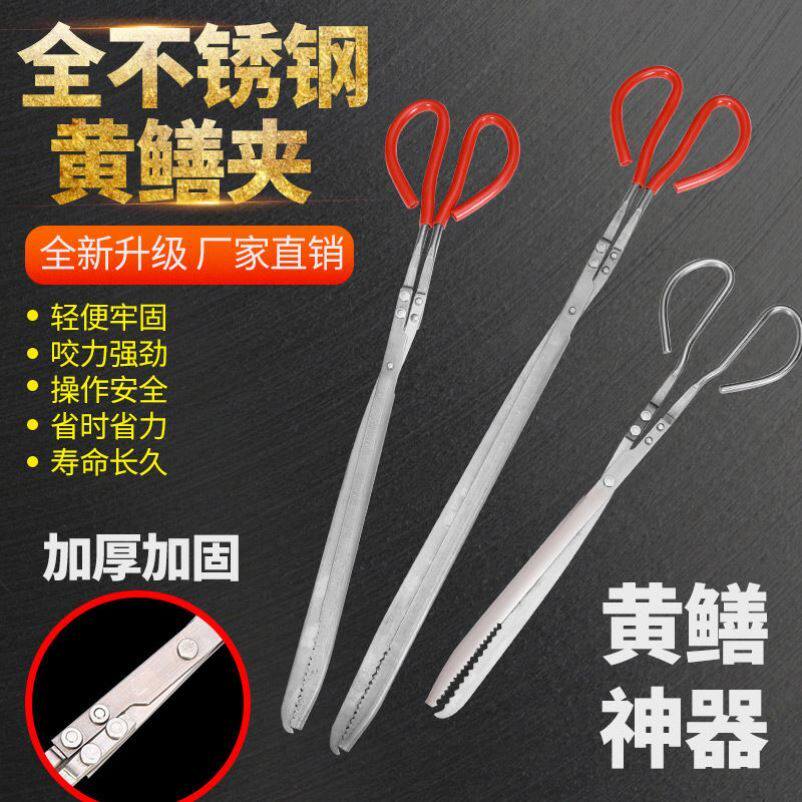 Stainless steel yellow eel clips Clay Stone eel pliers Anti-slip catch lobster crab fish-controlled fish with no misalignment to catch the sea deity