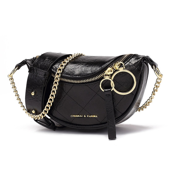 Hong Kong Purchasing Agency for Women's Bags Texture Trendy Limited Edition Western Internet Celebrity Pleated Waist Bag Women's Fashion One-Shoulder Crossbody Chain Bag