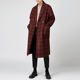 Winter woolen coat men's mid-length Korean style retro plaid windbreaker woolen autumn and winter coat wool loose shoulder