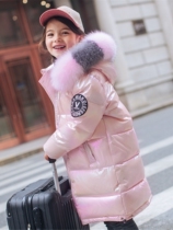 Girls Down Jacket 2021 Winter New Foreign Style Children Thickened Long Hat White Duck Down Coat Tide