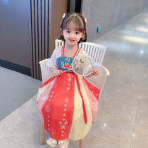 Girls summer Hanfu dress Chinese style little girl foreign children retro baby super embroidery skirt tide