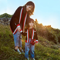 Fried Street parent-child outfit a family of three 2021 autumn Korean knitted cardigan foreign boys and girls four sweater coat tide