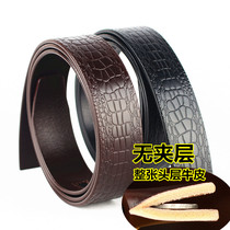 The endless belt men leather automatic buckle crocodile header level cowhide belt are not leading slide belt 3 5cm