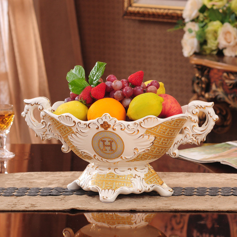 High-end H family European-style ceramic fruit plate mosaic light luxury home living room coffee table modern large-scale high-end sense net red