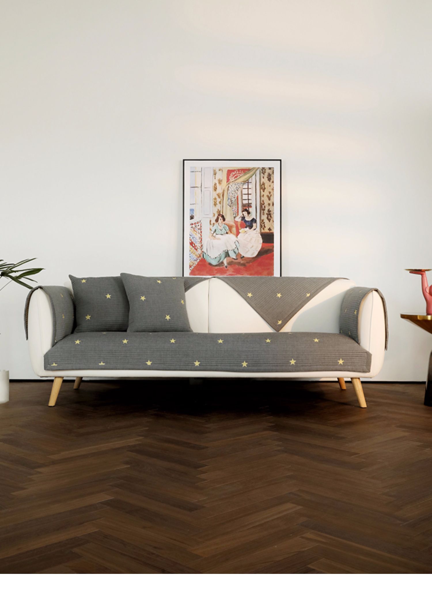 Giấc mơ sao Bắc Âu đơn giản đệm sofa bốn mùa vải cotton phổ biến chống trượt khăn che đệm có thể được tùy chỉnh - Ghế đệm / đệm Sofa đệm sofa gỗ