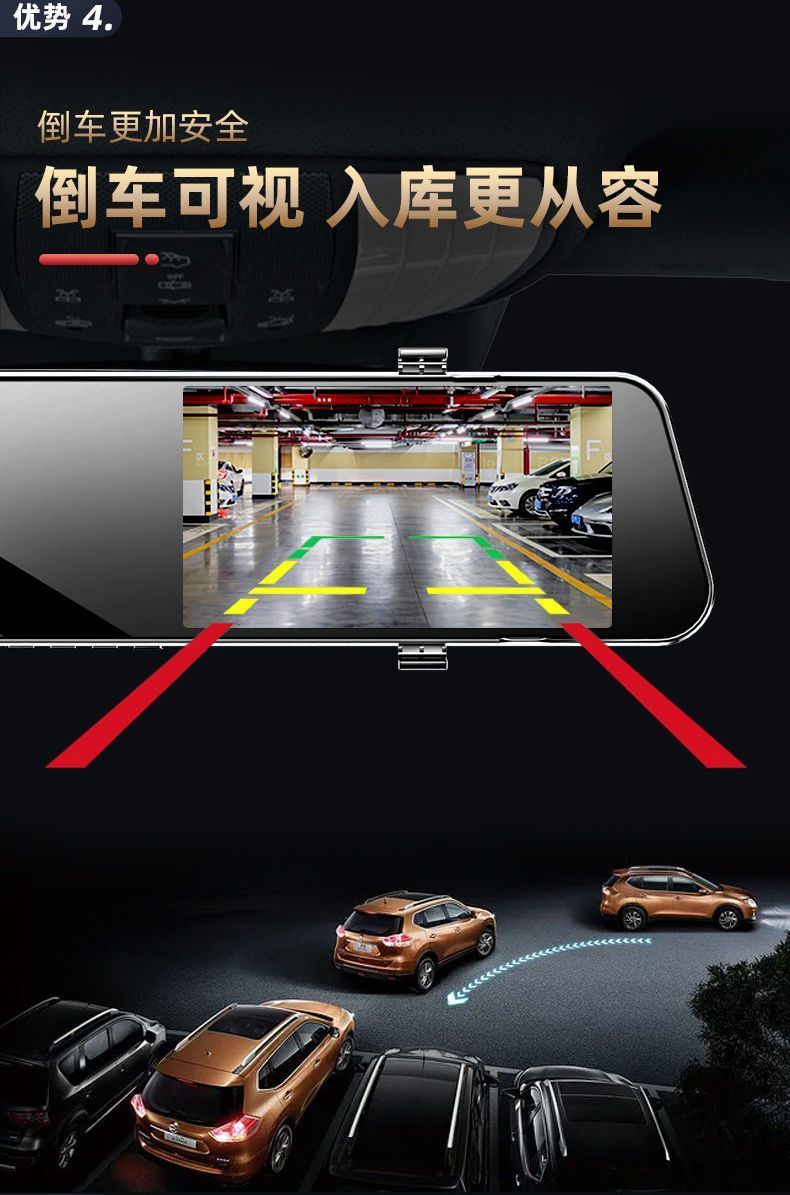 2026 model car-mounted 360-degree panoramic dashcam recorder, no installation required, wireless reversing camera, and built-in electronic dog