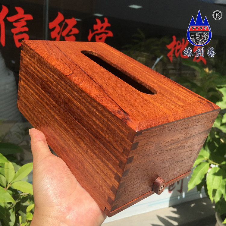 Edge Creatives Red Wood Thickened Tissue Box Myanmar Flowers Pear Big Fruits Purple Sandalwood Hotel Dining Room Guest Table Tea Machine Extractable Toilet Paper