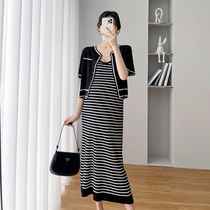 Pregnant woman summer dress suit Summer long skirt Fashion over knee ice silk loose pendant with two sets of dress and summer style