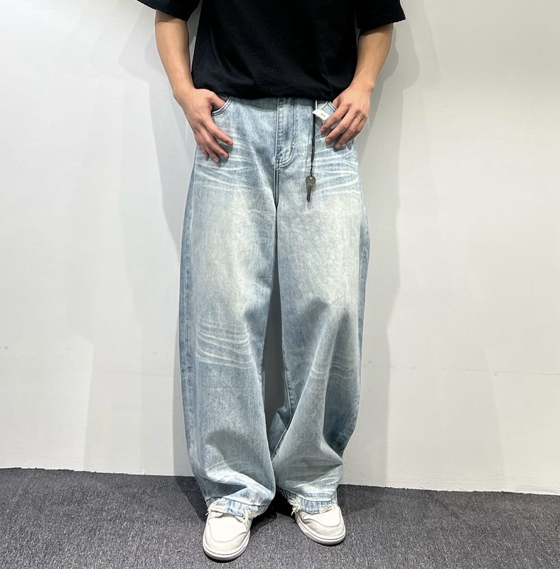 2026 American Retro Washed Distressed Jeans for Men, Spring Loose Straight Wide-Leg Pants, Trendy Brand Cool Long Pants