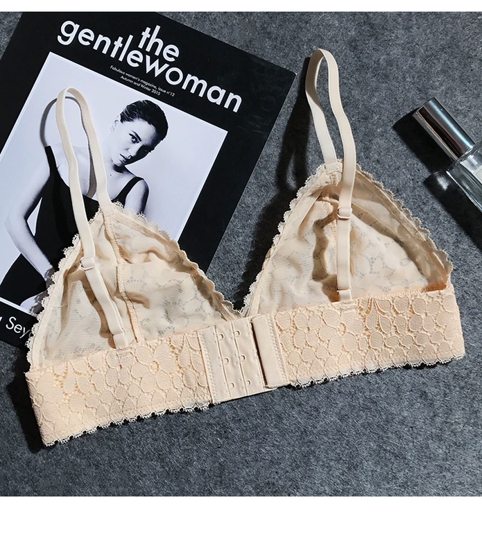 Pháp bralette không có vòng thép không có miếng bọt biển siêu mỏng sexy ren gừng áo ngực đặt đồ lót thoáng khí mùa đông