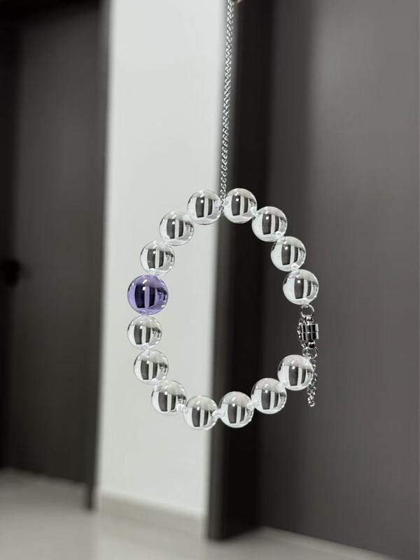 Original Design Style with 12mm White Crystal Nose Ring and 14mm Amethyst Top Bead
