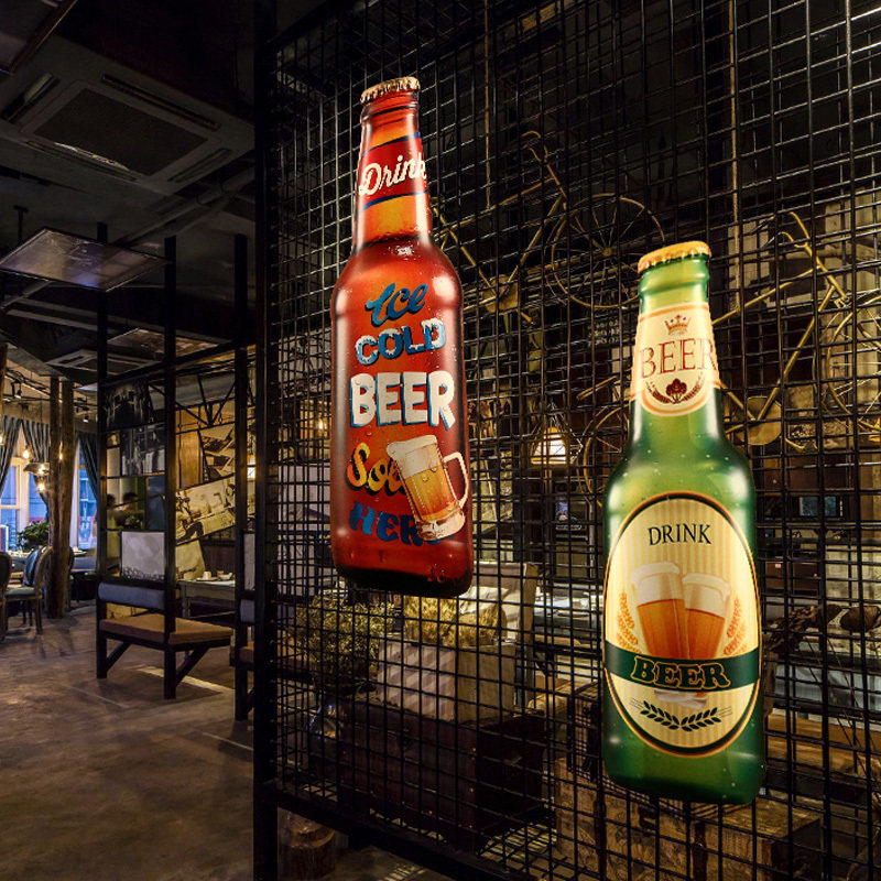 Creative beer bottle bar Hot pot shop Wall decoration Hotel Barbecue shop Industrial wind clear bar Retro personality pendant
