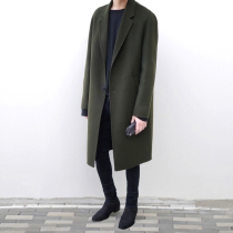 Winter Korean double-sided cashmere woolen coat mens medium long woolen coat shoulders mens cashmere woolen coat