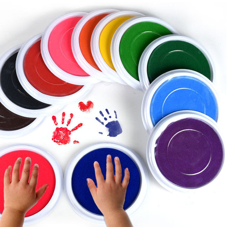 Kindergarten Hand Finger Painting Printed Clay Washable Painting Paint Palm Rubbing graffiti Painted Hand-printed Disc