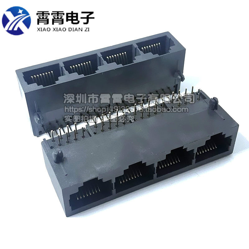 RJ45网络插座 4口非屏蔽 全塑 母座 59-1x4-8P8C插座