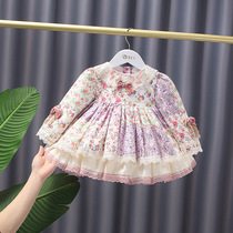 21 autumn Spanish Lolita irregular splicing floral sweet dress girls Korean version of the court wind tutu skirt