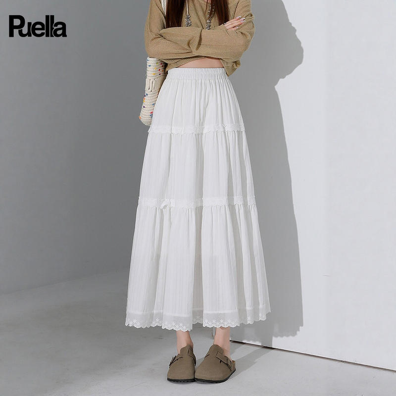 La Chapelle Puella 2026 Summer Gentle Style Lace Trim Skirt, Feminine and Slimming Tiered Long Skirt La Chapelle Puella 2026 Summer Gentle Style Lace Trim Skirt, Feminine and Slimming Tiered Long Skirt