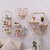 Free hole wall shelf Creative background decoration rack Wall storage rack Room bedroom bedside wall pendant