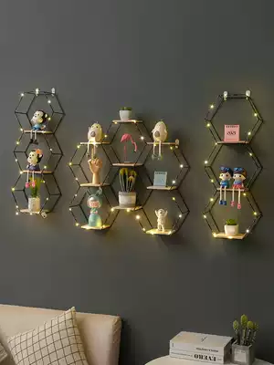 Punch-free ins wall Wall decoration pendant Dining room wall decoration wall shelf Creative wall hanging decoration rack