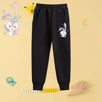 StarDalu Girls Cut Cotton Black 2023 New one - body plush wear casual trousers spring and autumn sports pants