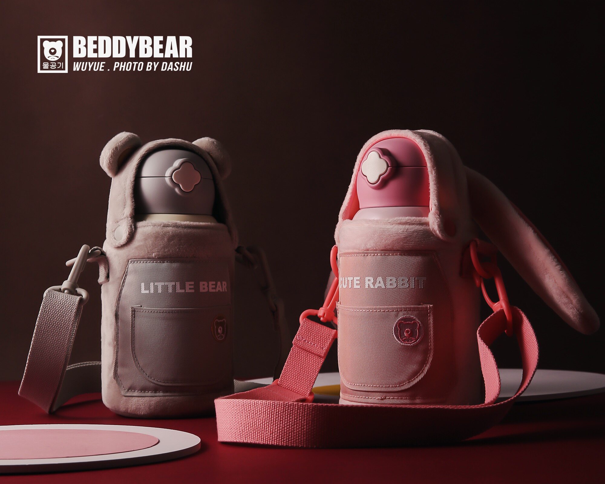 Cup bear plush ears rabbit plush ears bear children's thermos cup 316 seamless steel three-cover thermos cup